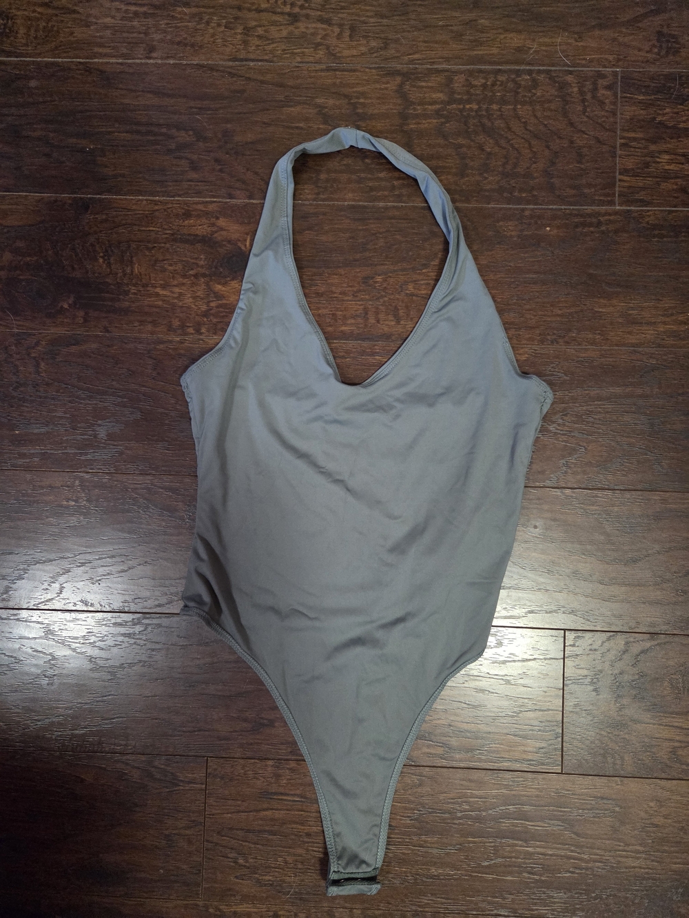 Gray Halter One-Piece Bodysuit